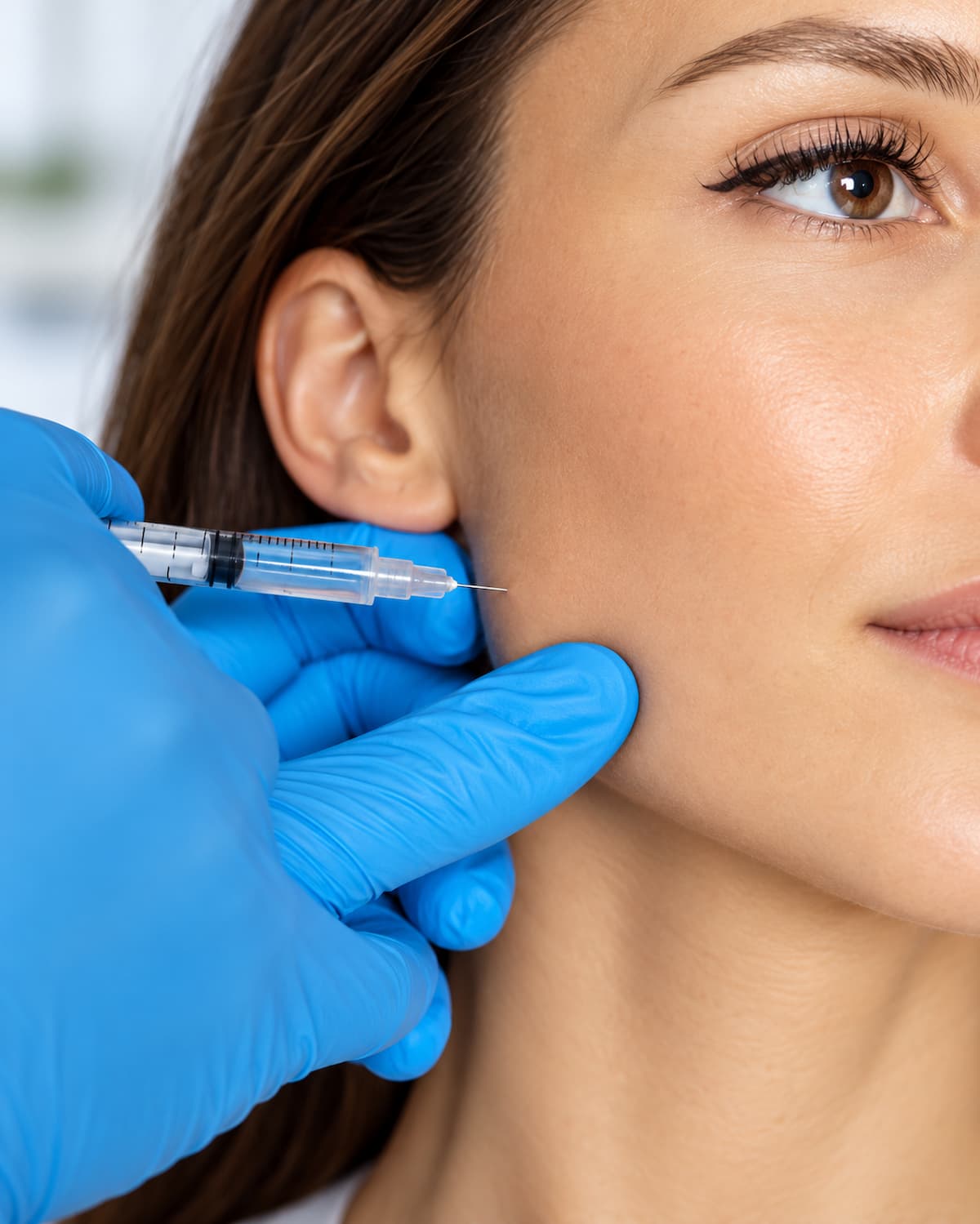 Inyección estética en la línea mandibular
